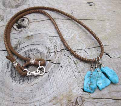 Leather and Morenci Turquoise Nuggets